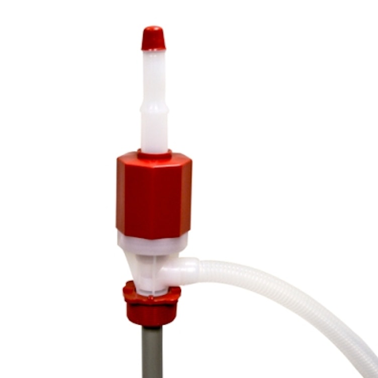Red PE & PP Siphon Pump for 15 to 55 Gallon Containers (2" NPT Fine Threads) - 7 GPM
