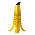 2' Yellow Banana Wet Floor Cone with Brown Stem