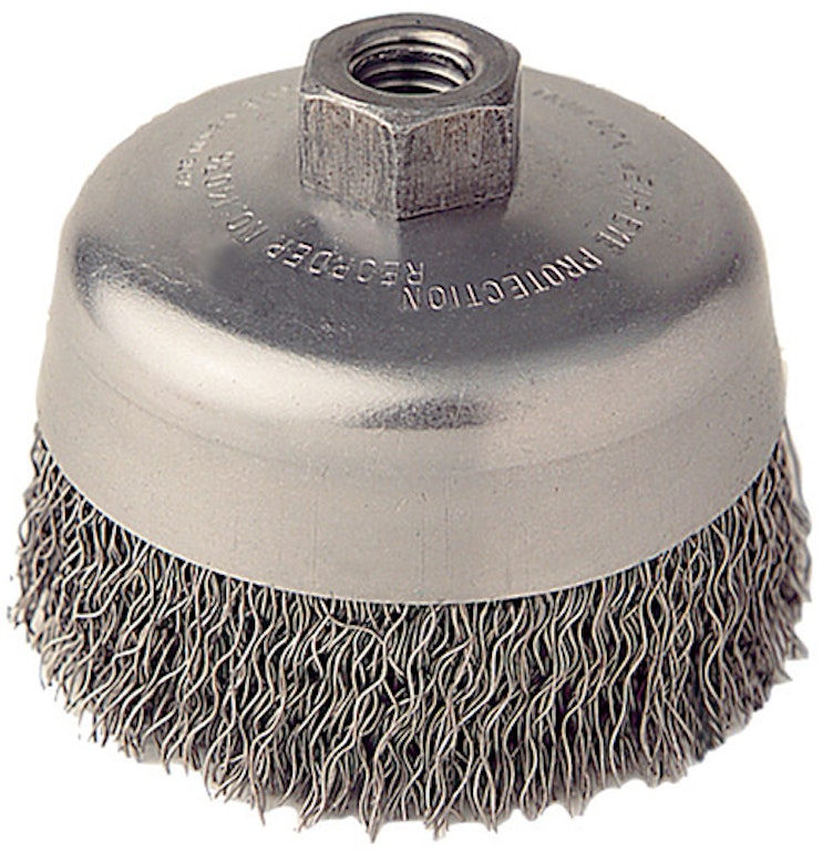 3" Crimped Wire Cup Brush with M10X1.25 Arbor Hole