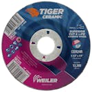 4-1/2" Dia. x 1/4" Thickness x 7/8" Arbor Hole Weiler® Tiger® Ceramic Grinding Wheel - Type 27