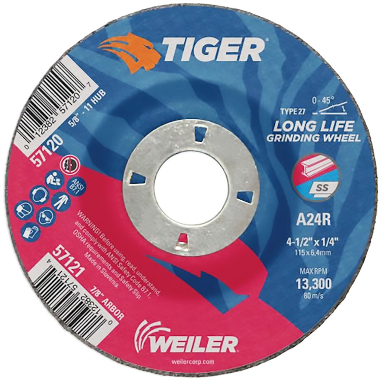 Weiler® Tiger® Premium Aluminum Oxide Performance Grinding Wheel
