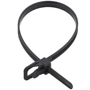 8" - 50 lbs. Black UV RETYZ™ Releasable Standard Cable Ties - Pack of 100