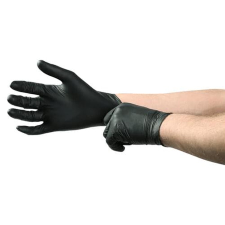 Extra Large Exam-Grade Black Widow Black Nitrile Gloves (100 per box)