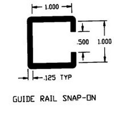 1" x 1" ID UHMW Guide Rail Snap-0n Extruded Profile