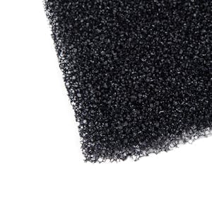 0.25" x 38" x 46" Black 10 PPI Reticulated Polyurethane Foam Sheet