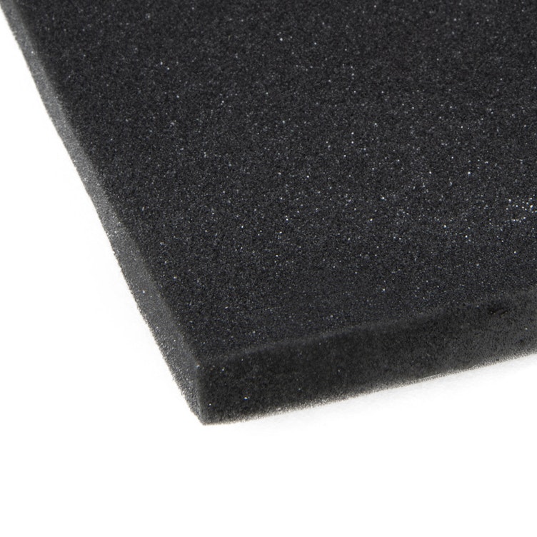 0.75" x 39" x 51" Black 45 PPI Reticulated Polyurethane Foam Sheet