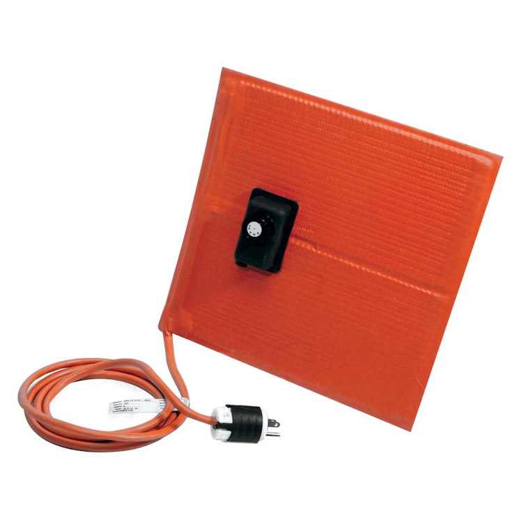 12" L  x 12" W  Silicone Rubber Heating Blanket with Adjustable Thermostat & PSA - 1800Watts/120VAC