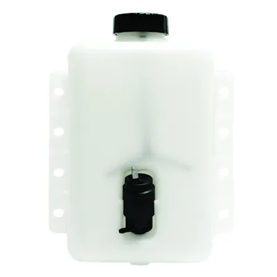4 Quart HDPE Windshield Washer Tank Assembly with 12 Volt Pump - 8.63" L x 4.15" W x 9.84" Hgt.