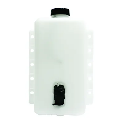 5 Quart HDPE Windshield Washer Tank Assembly with 12 Volt Pump - 8.62" L x 4.17" W x 12.9" Hgt.