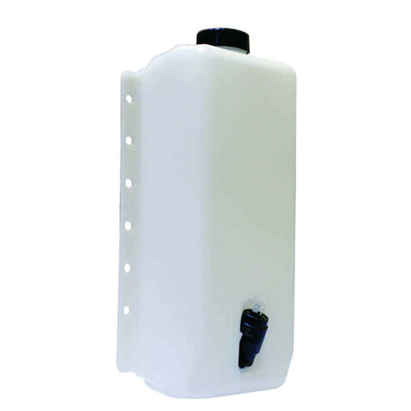 6 Quart HDPE Windshield Washer Tank Assembly with 12 Volt Pump - 8.62" L x 4.17" W x 15.29" Hgt.