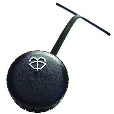 2-1/4" Vented Polyethylene Washer Cap with Tether & Washer Symbol