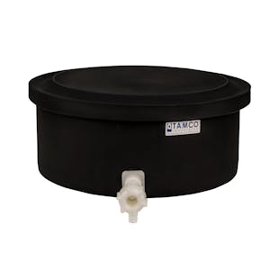 6 Gallon Black Polyethylene Shallow Tamco® Tank with Cover & Spigot - 7" High