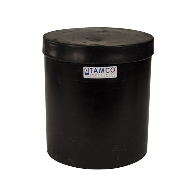 3-1/2 Gallon Black Tamco® Plating Tank with Cover - 10" Dia. x 11" High