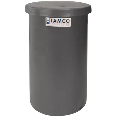 5 Gallon Slate Gray Tamco® Plating Tank with Cover - 10" Dia. x 16" High