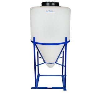 55 Gallon Tamco® Cone Bottom Tank with 60° Cone Angle & 2" FPT Bulkhead Fitting - 26" Dia. x 40" Hgt. (Stand sold separately)