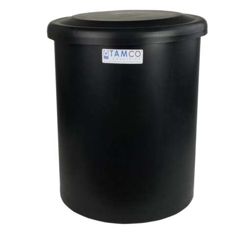 52 Gallon Black Round Tank with Cover - 22" Dia. x 33" High