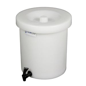 4 Gallon Tamco® Polyethylene Crock with a Fast Draw Off Spigot - 11" Dia. x 13" Hgt.