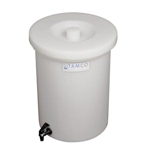 6 Gallon Tamco® Polyethylene Crock with a Fast Draw Off Spigot - 13" Dia. x 16" Hgt.