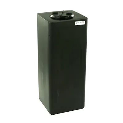15 Gallon Black LLDPE Square Utility Tamco® Tank with 5-1/2" Lid - 11-1/2" L x 11-1/2" W x 29" Hgt.