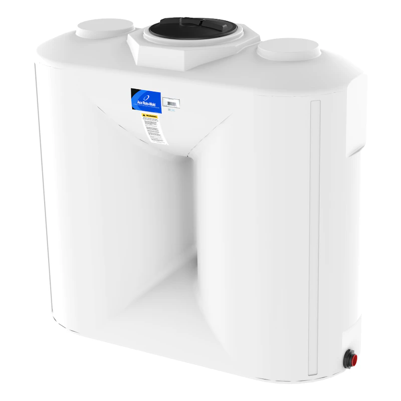 500 Gallon White Flat Bottom Utility Tank with 16" Lid & 2" Fitting - 74" L x 31" W x 70" Hgt.