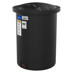 100 Gallon Black Open-Top Vertical Batch Tank with Bolt On Cover - 23" Dia. x 62" Hgt.
