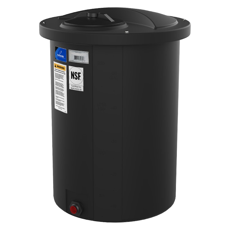 325 Gallon Black Open-Top Vertical Batch Tank with Bolt On Cover - 36" Dia. x 80" Hgt.