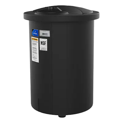 55 Gallon Black Closed Top 15° Cone Bottom Batch Tanks - 23" Dia. x 39" Hgt.