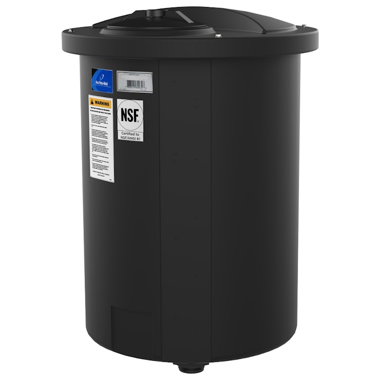 55 Gallon Black Open-Top 15° Cone Bottom Batch Tanks with Bolt On Cover - 23" Dia. x 37" Hgt.