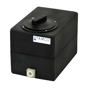 2-1/2 Gallon Black Molded Polyethylene Tamco® Tank with 4" Plain Lid & 1/2" FNPT Fitting - 12" L x 8" W x 10" Hgt.