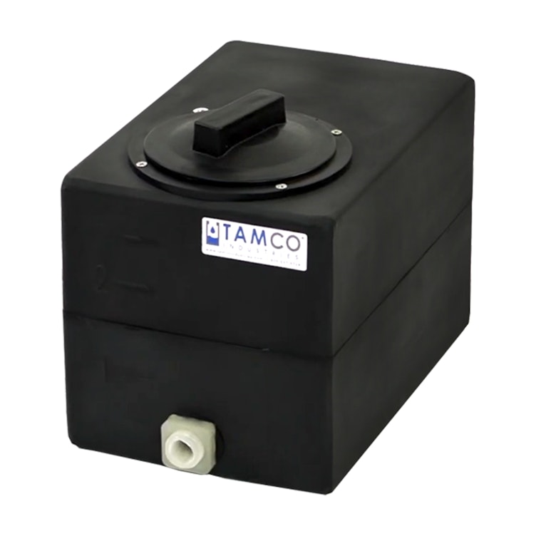 2-1/2 Gallon Black Molded Polyethylene Tamco® Tank with Lid & 1/2" FNPT Fitting - 12" L x 8" W x 10" Hgt.