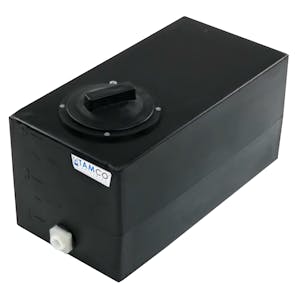 5 Gallon Black Molded Polyethylene Tamco® Tank with 4" Vented Lid & 1/2" FNPT Fitting - 18" L x 9" W x 10" Hgt.