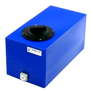 5 Gallon Blue Molded Polyethylene Tamco® Tank with 4" Vented Lid & 1/2" FNPT Fitting - 18" L x 9" W x 10" Hgt.