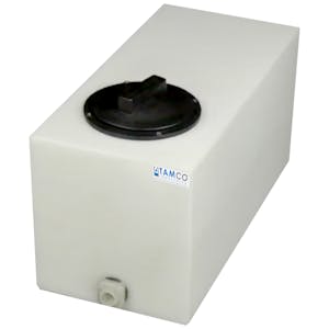 6 Gallon Natural Molded Polyethylene Tamco® Tank with 4" Vented Lid & 1/2" FNPT Fitting - 19" L x 9" W x 11-1/2" Hgt.