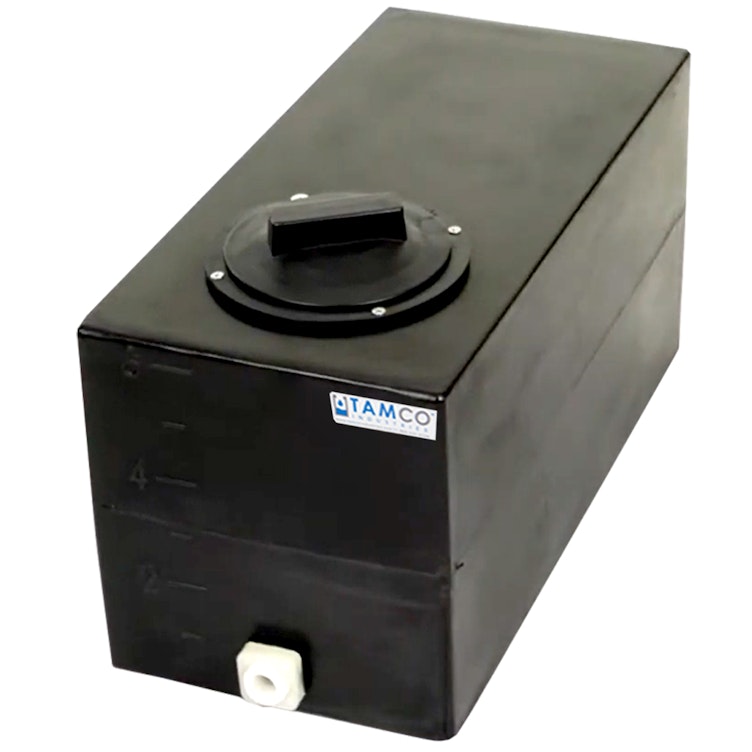 6 Gallon Black Molded Polyethylene Tamco® Tank with Lid & 1/2" FNPT Fitting - 19" L x 9" W x 11-1/2" Hgt.