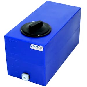 6 Gallon Blue Molded Polyethylene Tamco® Tank with 4" Vented Lid & 1/2" FNPT Fitting - 19" L x 9" W x 11-1/2" Hgt.