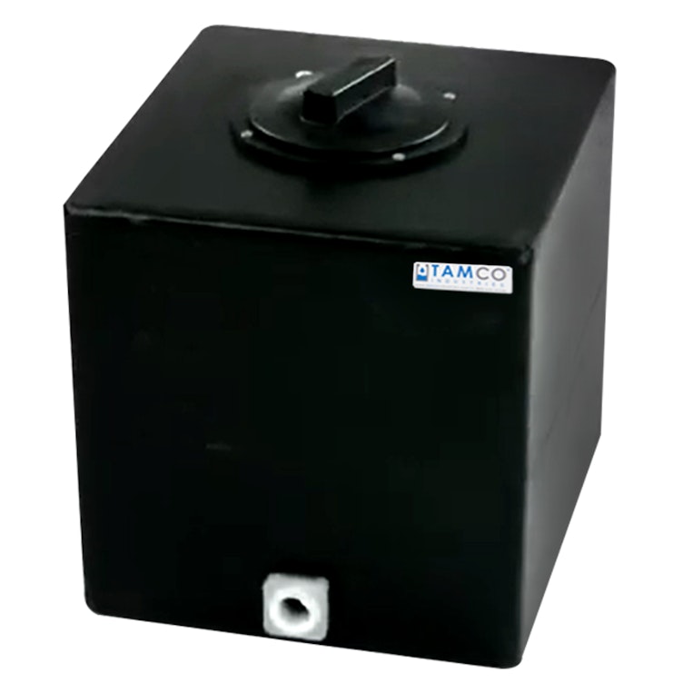7 Gallon Black Molded Polyethylene Tamco® Tank with Lid & 3/4" FNPT Fitting - 13" L x 12" W x 13-1/2" Hgt.