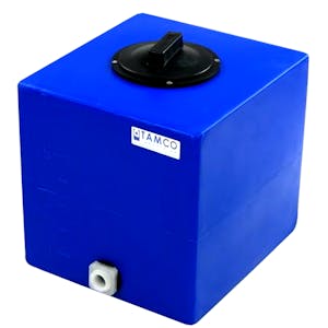 7 Gallon Blue Molded Polyethylene Tamco® Tank with 4" Vented Lid & 3/4" FNPT Fitting - 13" L x 12" W x 13-1/2" Hgt.