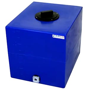 16 Gallon Blue Molded Polyethylene Tamco® Tank with 4" Plain Lid & 3/4" FNPT Fitting - 18-1/2" L x 15" W x 16-1/2" Hgt.