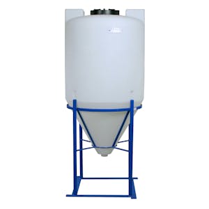 100 Gallon Tamco® Cone Bottom Tank with 60° Cone Angle & Mixer Mounts & 2" FPT Boss Fitting (Full Drain) - 30" Dia. x 56" Hgt.