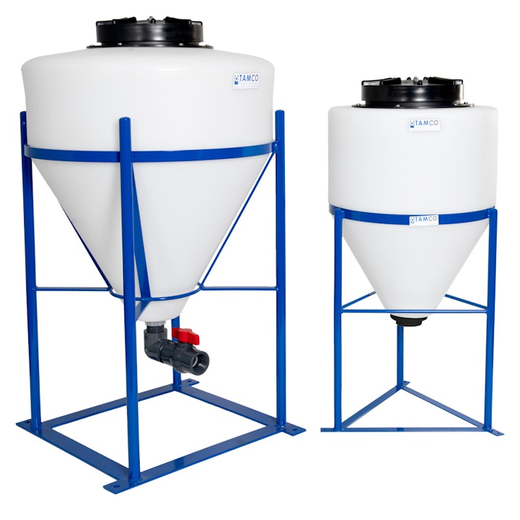 350 Gallon Tamco® Cone Bottom Tank with 45° Cone Angle & 2" FPT Bulkhead Fitting Package - 48" Dia. x 63-3/4" Hgt.
