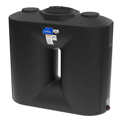 500 Gallon Black Flat Bottom Utility Tank with 16" Lid & 2" Fitting - 74" L x 31" W x 70" Hgt.