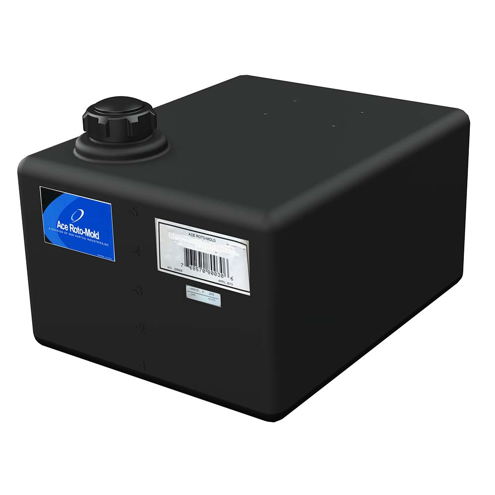 6 Gallon Black MDPE Rectangular Flat Bottom Tank with Pump Mount