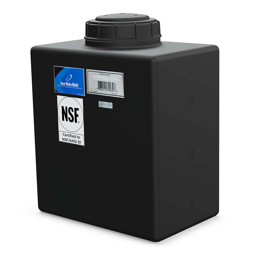 7 Gallon Black MDPE Rectangular Flat Bottom Tank with 5