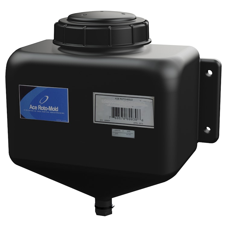 2-1/2 Gallon Black Rectangle Rinse Tank w/5 Lid & 3/4 Molded-in Threads -  15 L x 7 W x 14 Hgt.