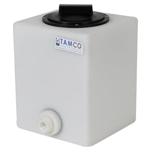 2 Gallon Natural Molded Polyethylene Tamco® Tank with 4" Vented Lid & 1/2" FNPT Fitting - 8-1/2" L x 8-1/2" W x 12" Hgt.