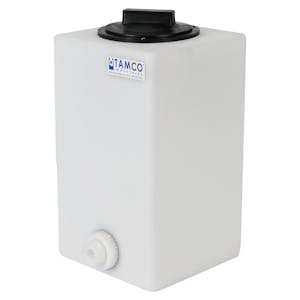 3-1/2 Gallon Natural Molded Polyethylene Tamco® Tank with 4" Plain Lid & 1/2" FNPT Fitting - 8-1/2" L x 8-1/2" W x 16" Hgt.