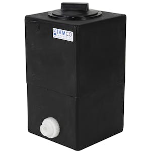 3-1/2 Gallon Black Molded Polyethylene Tamco® Tank with 4" Vented Lid & 1/2" FNPT Fitting - 8-1/2" L x 8-1/2" W x 16" Hgt.