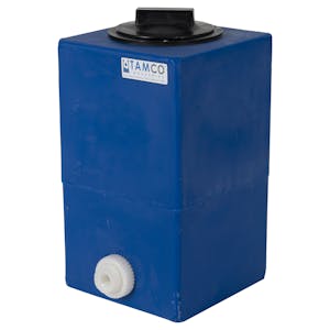 3-1/2 Gallon Blue Molded Polyethylene Tamco® Tank with 4" Vented Lid & 1/2" FNPT Fitting - 8-1/2" L x 8-1/2" W x 16" Hgt.