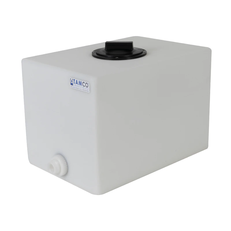 10 Gallon Natural LLDPE Rectangular Utility Tamco® Tank with 4" Lid & 3/4" FNPT Fitting & 2-Gallon Graduations - 18-1/2" L x 12-1/2" W x 14" Hgt.