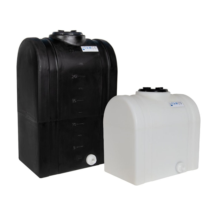 15 Gallon Black Tamco® Loaf Tank with 5" Lid & 3/4" Side Fitting - 19-3/8" L x 12-3/8" W x 21" Hgt.